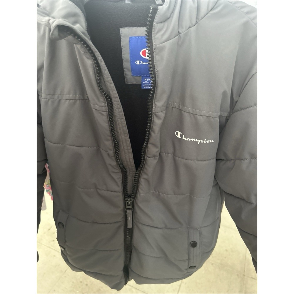 Child's Champion Grey Puffer Jacket Size M (10-12)